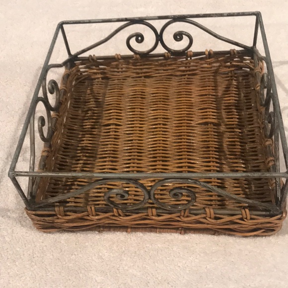 Source Unknown Other - Metal and Wicker Napkin Holder
